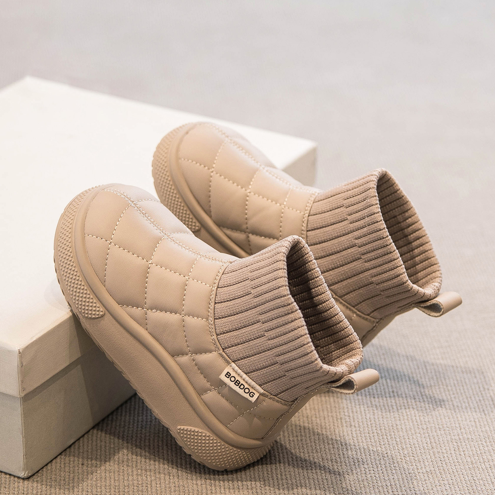 巴布豆真皮女童雪地靴冬季加绒保暖儿童皮毛一体大棉鞋男童棉靴子,淘宝优惠券,粉丝福利购,淘宝优惠卷