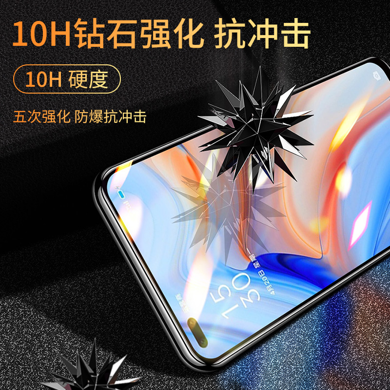 适用oppoReno4钢化膜reno4se5g手机oppo全屏opopreno45g贴膜reon防摔opoo0pp0oopo0ppo蓝光opreno黑边5g新款 - 图3