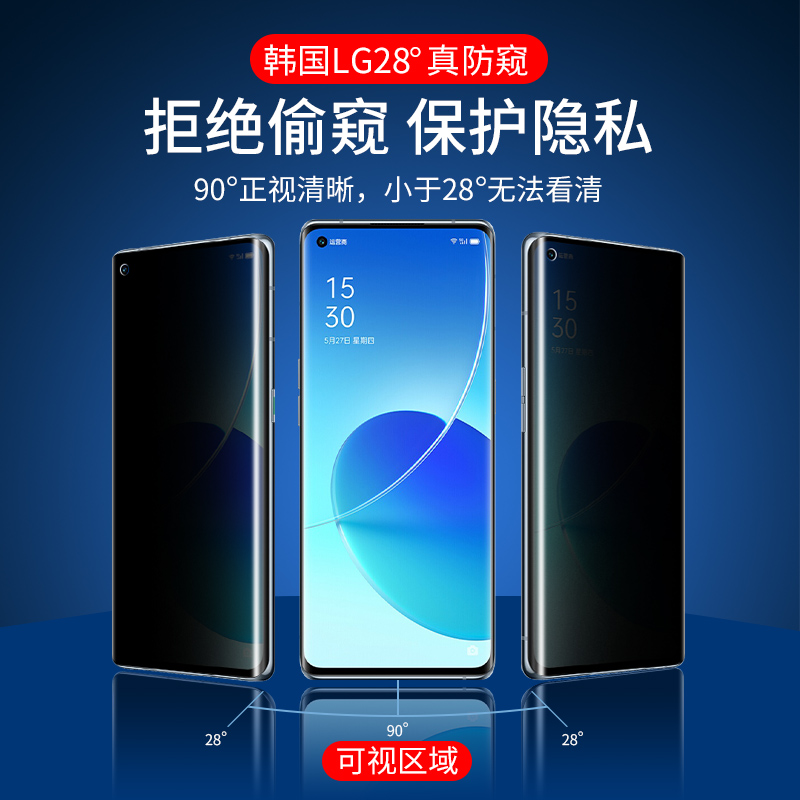 适用opporeno6pro防窥膜reno6手机水凝膜por十5g钢化膜曲面屏opopreno防窥+曲屏0pp0opporeon软膜opρoreno - 图1