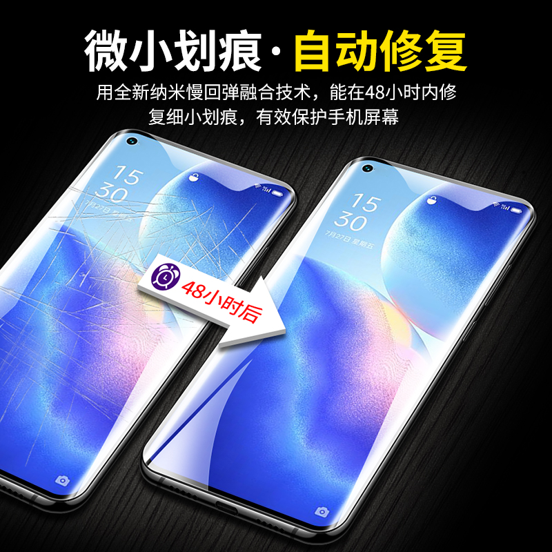 适用opporeno5钢化水凝膜reno5pro5g手机膜opporeon55g新款oppo曲面屏0pp0全胶opporone软膜opopreno防摔por - 图2