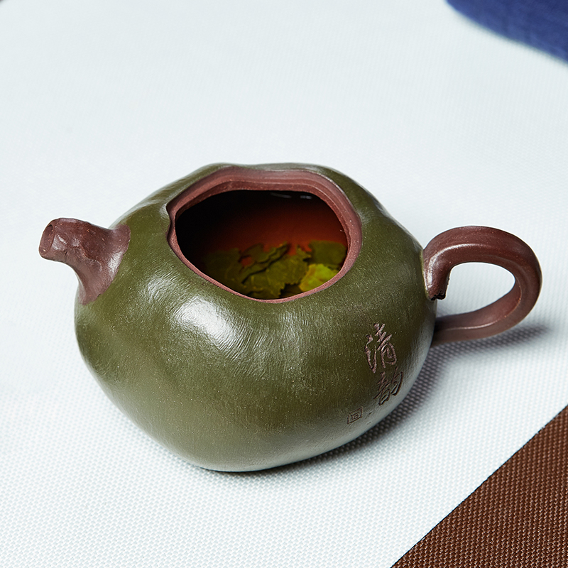 宜兴原矿紫砂壶茶壶名家手工原矿绿泥放生番茄泡茶壶单壶家用茶具 - 图1