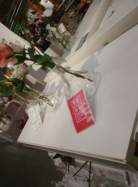 现货包邮宜家维利斯塔/普德拉格透明玻璃花瓶条纹插花 家居装饰瓶