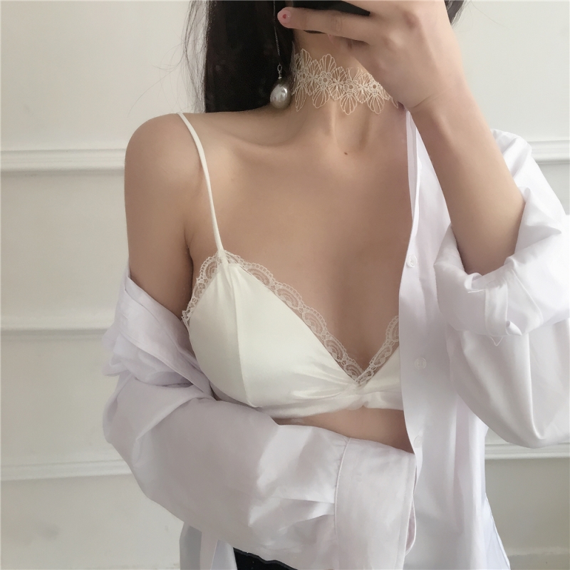 性感蕾丝边美背裹胸打底内搭小背心无钢圈文胸聚拢带胸垫抹胸内衣 - 图2