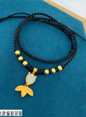 沙金锁骨链女小金鱼项链不掉色