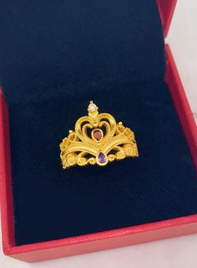 女越南沙金个性皇冠戒指不掉色