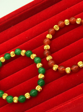 欧币风玛瑙黑曜石不掉色金手链