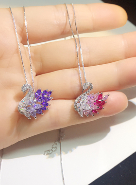 小黑天鹅项链女短款锁骨链水晶锆石吊坠脖子饰品网红百搭气质鸭子