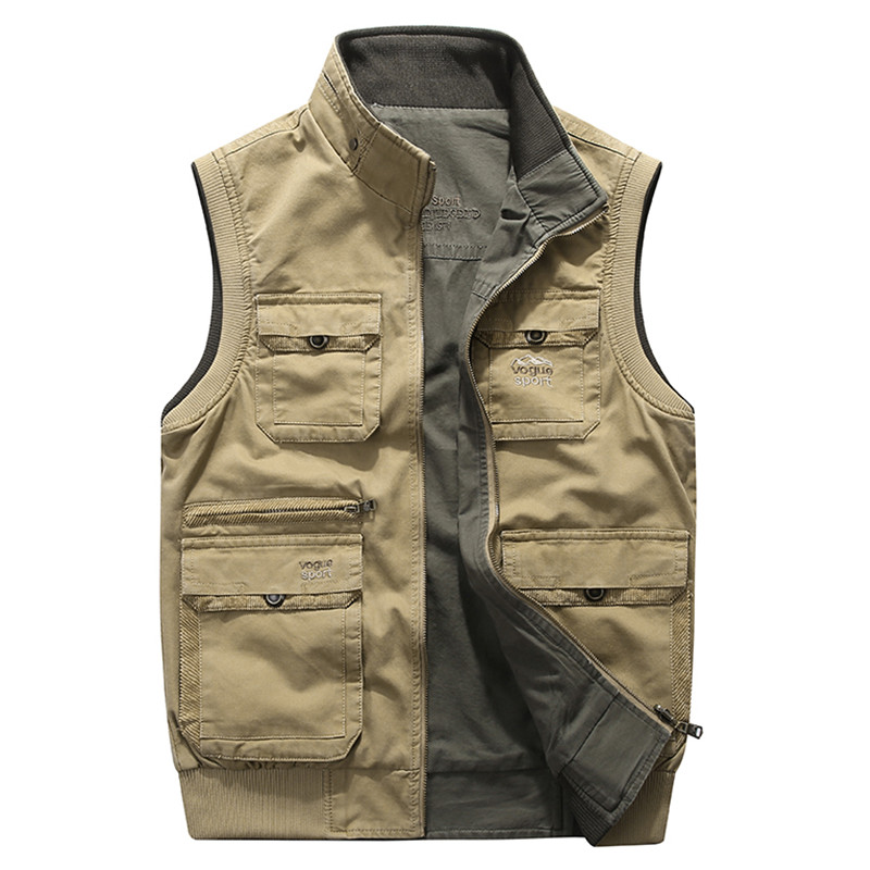 吉普JEEP工装马甲男士春秋户外双面穿大码加肥加大多口袋纯棉外套,淘宝优惠券,粉丝福利购,淘宝优惠卷