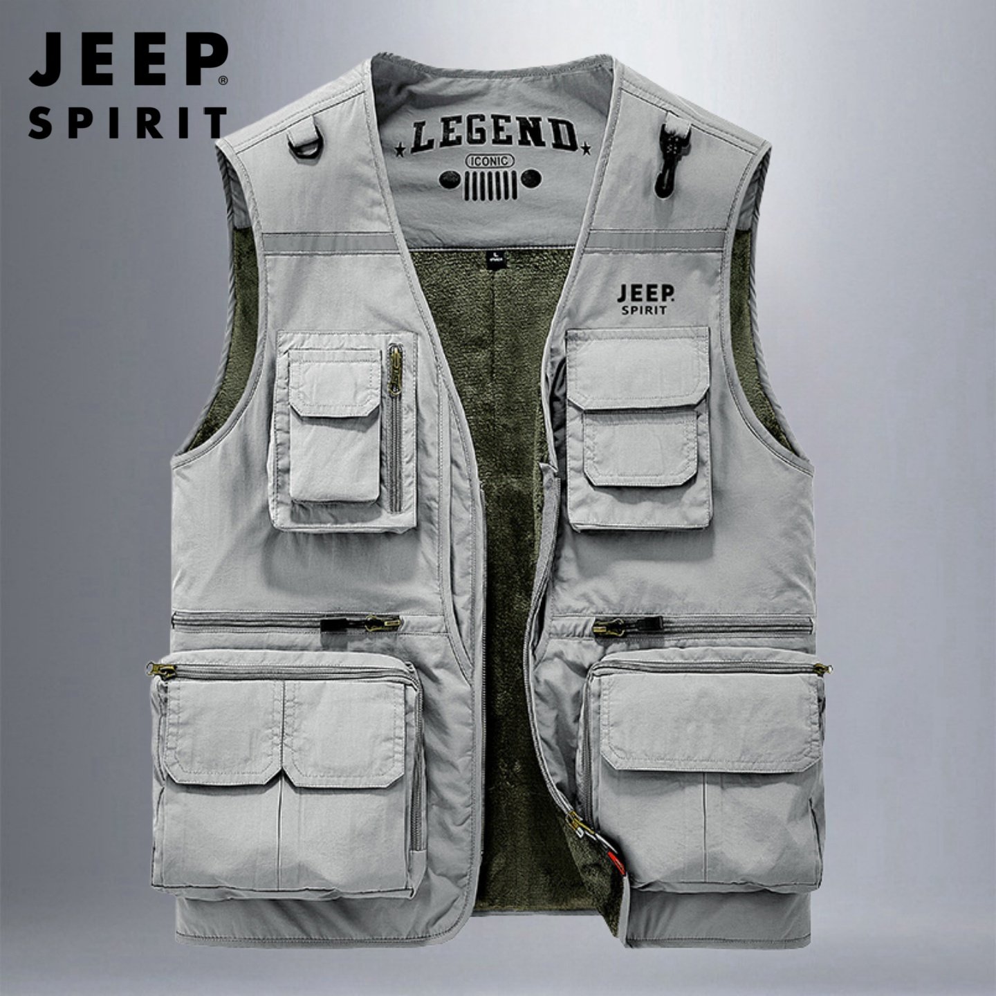 吉普工装马甲男冬季户外多口袋加绒加厚摄影马夹外穿V领钓鱼背心,淘宝优惠券,粉丝福利购,淘宝优惠卷