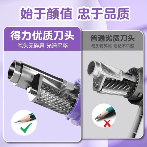 得力卷笔刀小学生专用手摇式小型自动进铅削笔机转笔刀铅笔刀大口径儿童卷笔器铅笔削笔刀手动幼儿园削笔器 - 图1