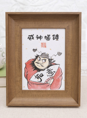 钟馗纳福手绘装饰画相框摆台新年