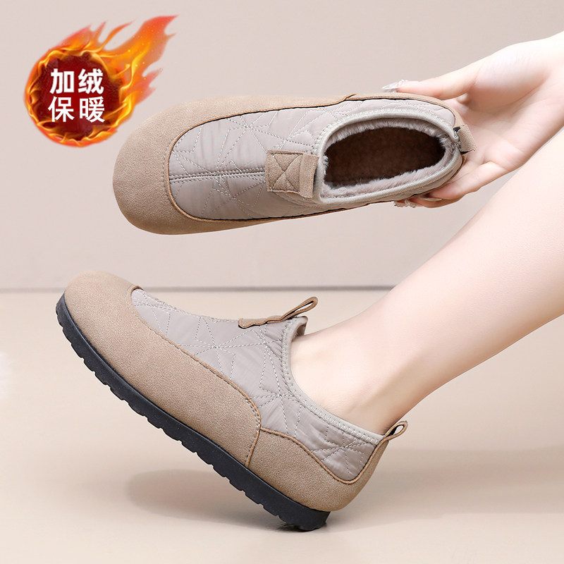 冬季老北京布鞋女士加绒保暖棉鞋一脚蹬懒人软底防滑雪地靴妈妈鞋,淘宝优惠券,粉丝福利购,淘宝优惠卷