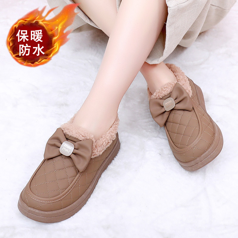 秋冬女士棉鞋老北京布鞋女加绒加厚保暖防水一脚蹬蝴蝶结妈妈棉鞋,淘宝优惠券,粉丝福利购,淘宝优惠卷