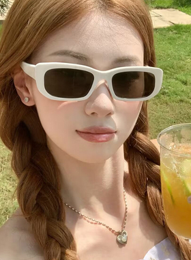 美式复古白色框墨镜女款