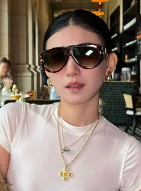 超大框豹纹墨镜女款大脸