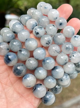 晶德珠宝   天然飘花蓝兔毛水晶手链圆珠男女款礼品厂家直销