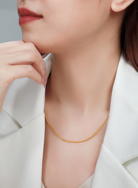 项链女黄金色百搭素链肖邦链O字链 盒子链万能锁骨链送礼