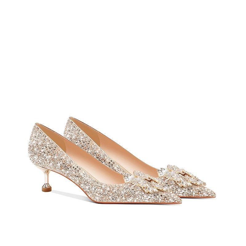 主纱婚鞋秀禾婚纱两穿新娘鞋女2025新款金色水晶高跟鞋不累脚婚礼,淘宝优惠券,粉丝福利购,淘宝优惠卷