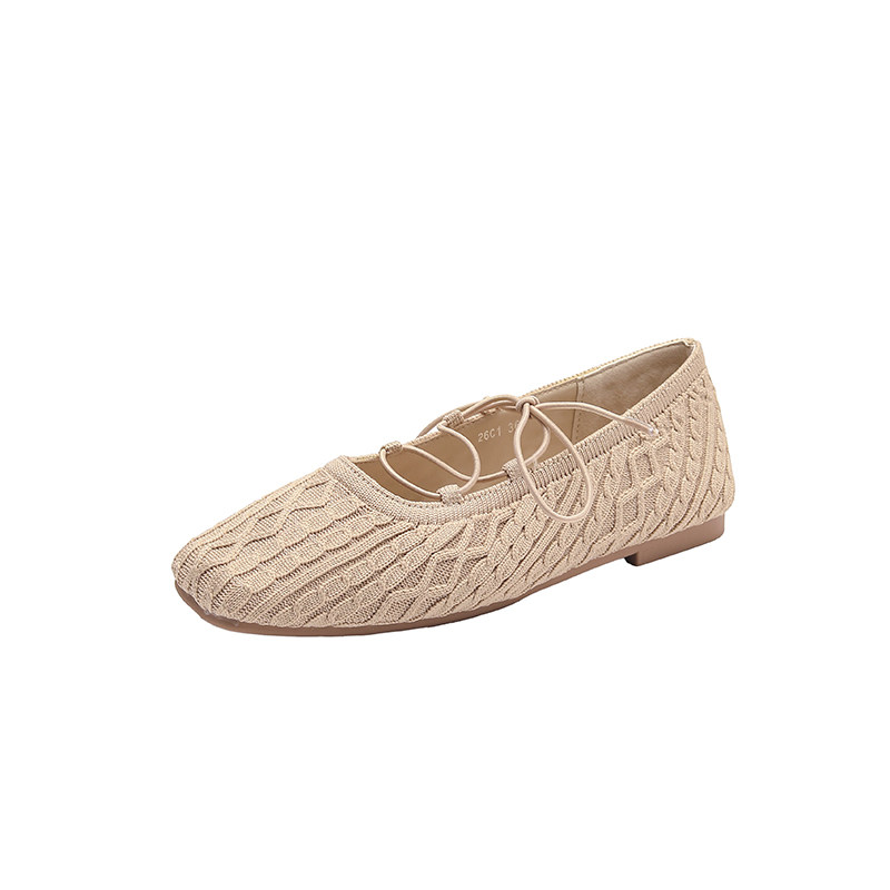 高级感复古针织绑带单鞋女平底方头韩国芭蕾玛丽珍鞋2026春季新款,淘宝优惠券,粉丝福利购,淘宝优惠卷