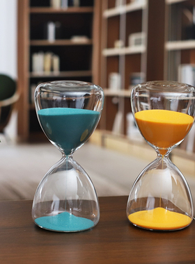 北欧家居彩色玻璃沙漏计时器15分钟创意沙漏复古桌面摆件新居送礼