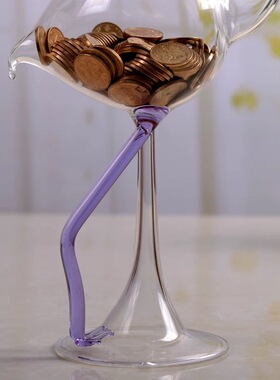 创意玻璃水鸟存钱罐透明手工艺品儿童创意可爱礼物摆件节日送礼