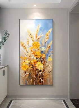 大芬村手绘玄关油画《丰收麦穗》