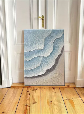 大芬村手绘油画蓝色大海客厅玄关
