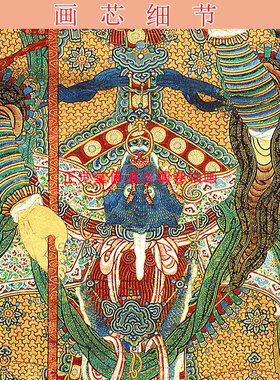 托塔天王画像 护法尊神李靖李天王神像画复古绢布丝绸画卷轴挂画