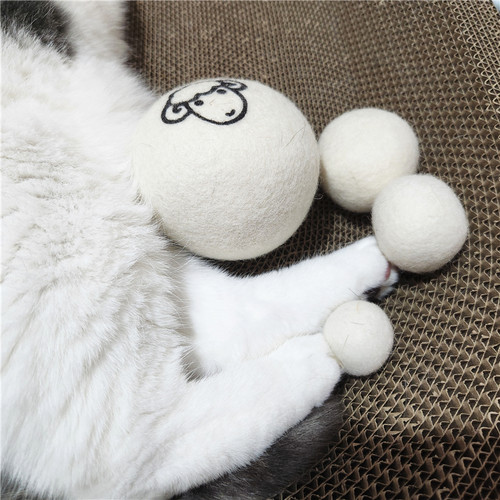 【多省包邮】猫玩具未染色实心纯羊毛球逗猫球静音啃咬自嗨磨牙球 - 图0