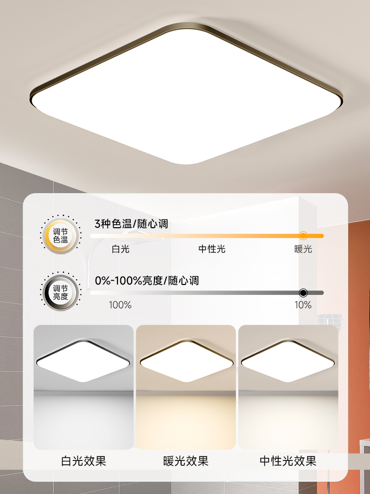 超薄三防客厅灯led吸顶灯主卧室灯家用简约现代餐厅厨房浴室灯具