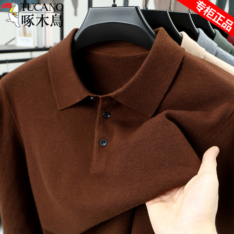 啄木鸟冬季加绒加厚男士羊毛POLO针织衫中老年爸爸装百搭保暖毛衣,淘宝优惠券,粉丝福利购,淘宝优惠卷