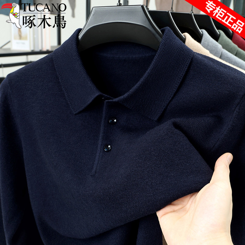 啄木鸟冬季加绒加厚男士羊毛POLO针织衫中老年爸爸装百搭保暖毛衣,淘宝优惠券,粉丝福利购,淘宝优惠卷