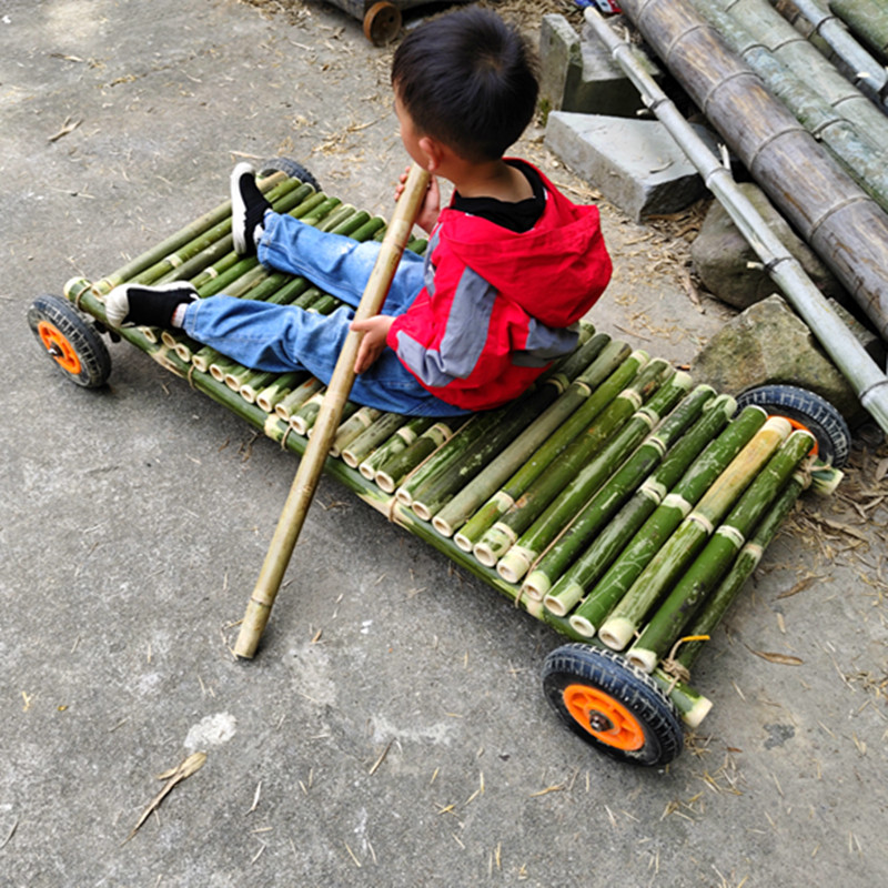 竹制板车玩具车手推车亲子活动材料幼儿园儿童户外游戏运动会器材 - 图3