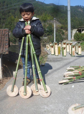 推车幼儿园独轮直杆复古传统竹子