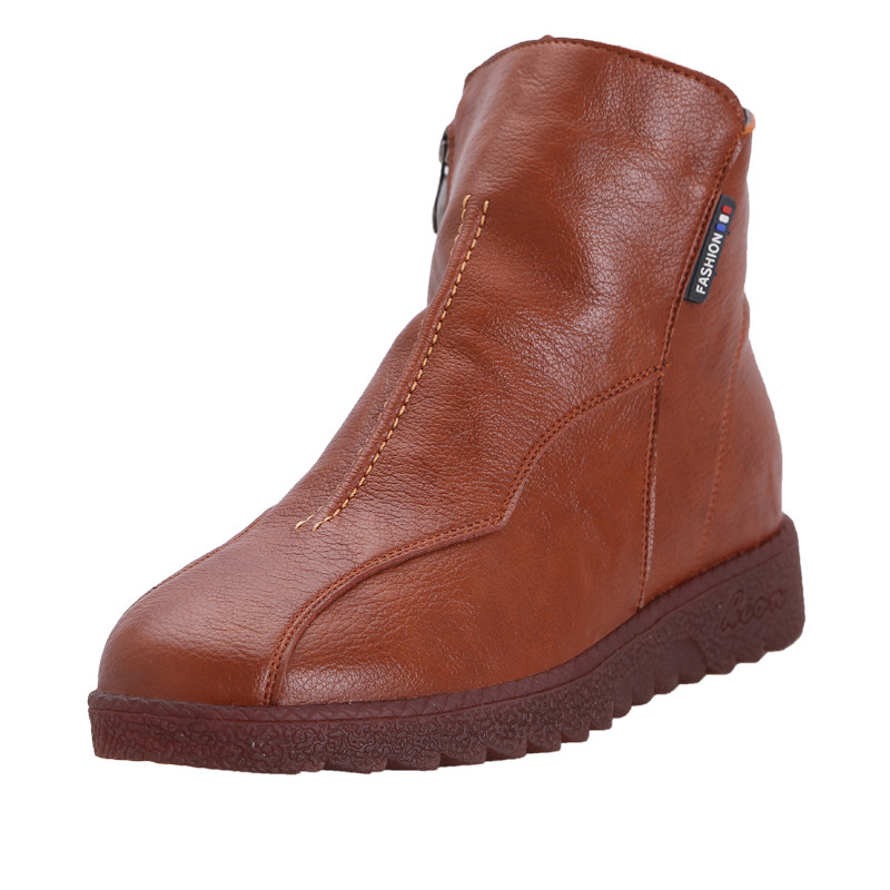 短靴女2025新款大码单靴真皮中老年平底妈妈鞋防滑牛筋软底二棉鞋,淘宝优惠券,粉丝福利购,淘宝优惠卷