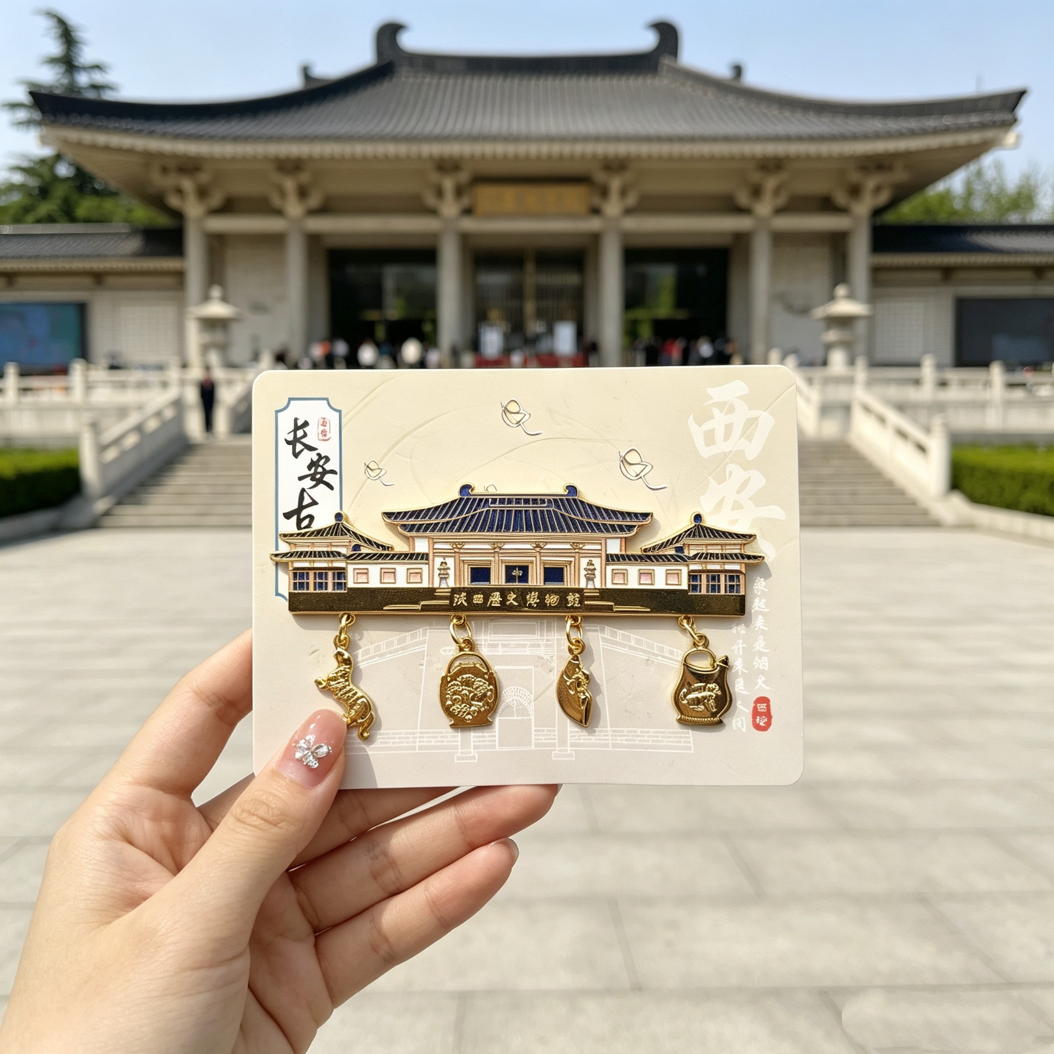 陕西历史博物馆金属冰箱贴西安文创纪念品虎符倒流壶旅游伴手礼