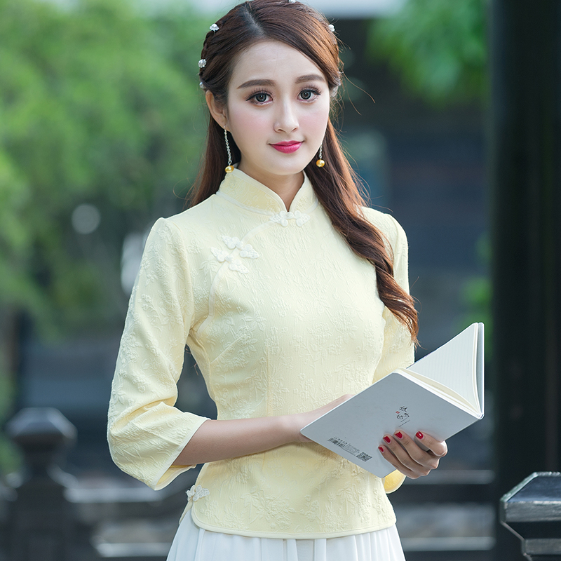 复古民国风新款民族风女装盘扣旗袍上衣立领古