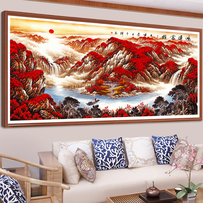 满绣鸿运当头十字绣2019新款绣客厅风景山水画自己绣手工diy线绣