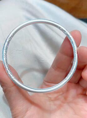 经典卷草纹9999足银手镯女年轻款实心闭口纯银手环古法送女友礼物