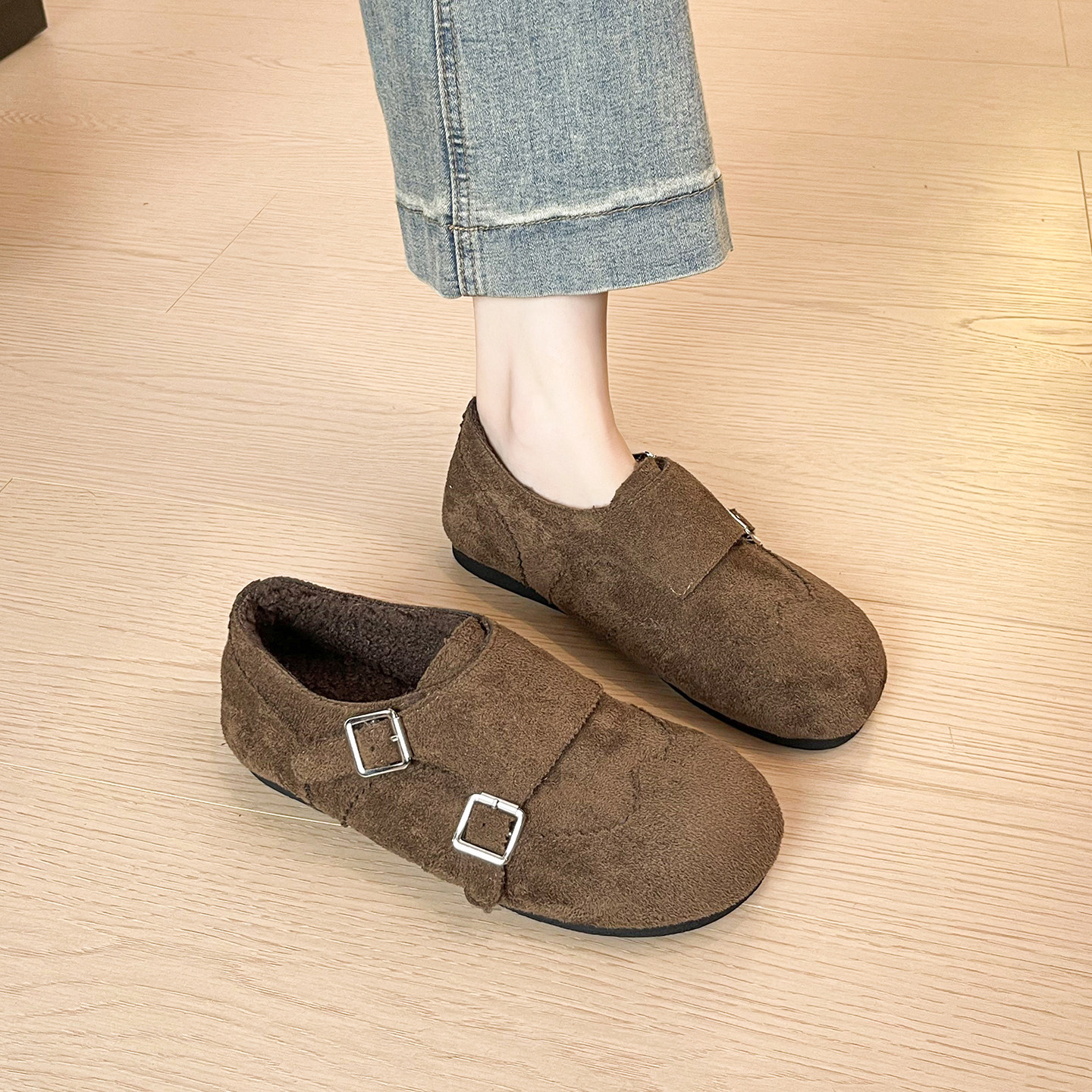 勃肯鞋女2025新款冬季加绒外穿棉鞋一脚蹬懒人鞋豆豆鞋女大码女鞋,淘宝优惠券,粉丝福利购,淘宝优惠卷