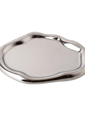 北欧创意轻奢陶瓷银色收纳首饰盘装饰品托盘果盘早餐盘餐桌甜品盘