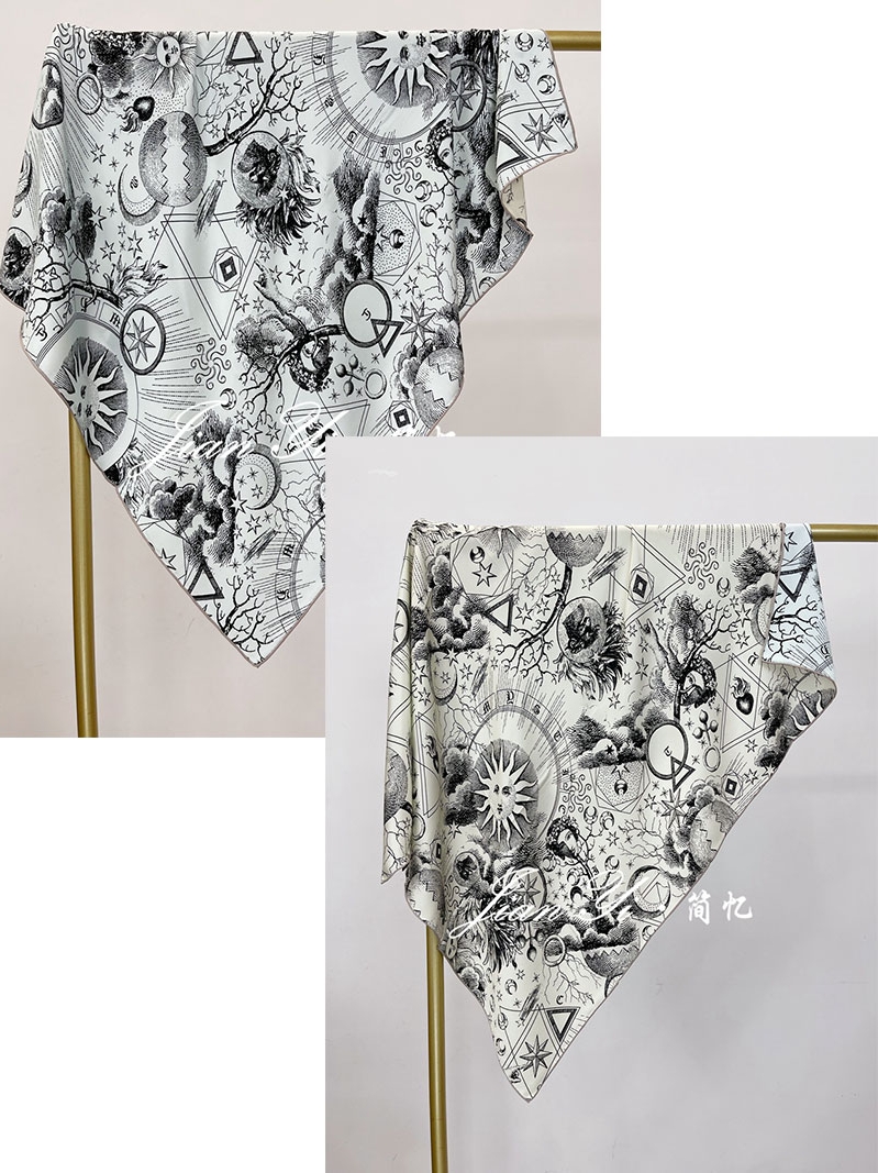 【塔罗牌】重磅真丝桑蚕丝围巾意罗绸缎丝滑105cm大方巾双面披肩 - 图3