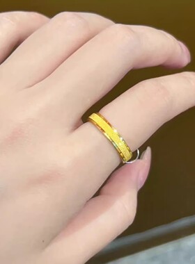 仿真满天星磨砂铜镀金情侣对戒子