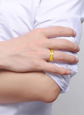 沙金三生三世磨砂情侣对戒