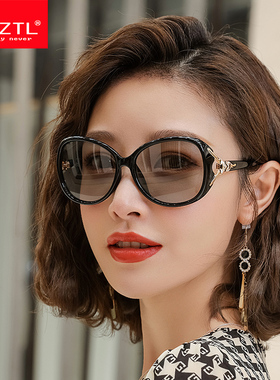 墨镜女时尚妈妈款日夜两用偏光眼镜大脸显瘦变色太阳镜女防紫外线