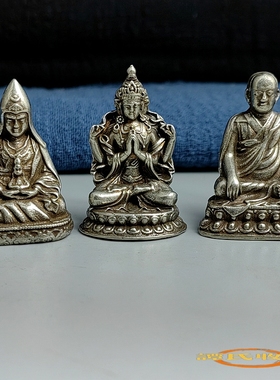小佛像萨迦第三祖扎巴坚赞摆件藏佛莲花生大士纯铜铸造四臂观音佛