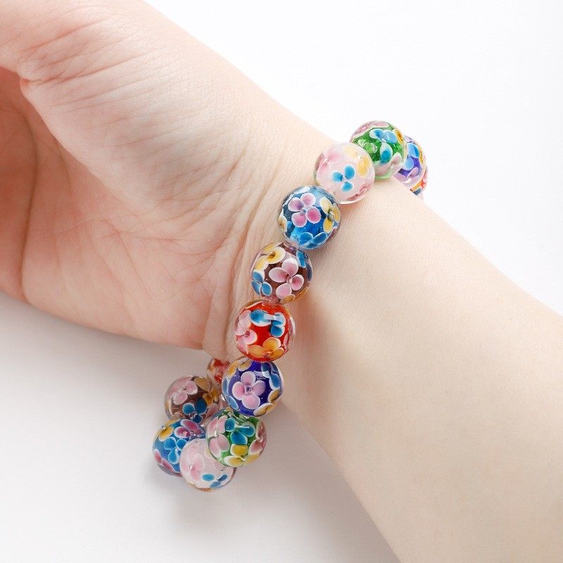 12mm有孔琉璃珠彩色梅花玻璃球手工diy串珠材料配件气泡花瓣珠子,淘宝优惠券,粉丝福利购,淘宝优惠卷