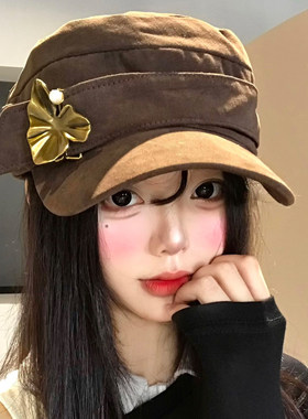 枫叶褶皱马术帽女早秋日