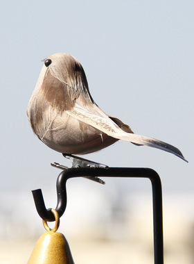 羽毛麻雀泡沫灰色圣诞装饰小鸟