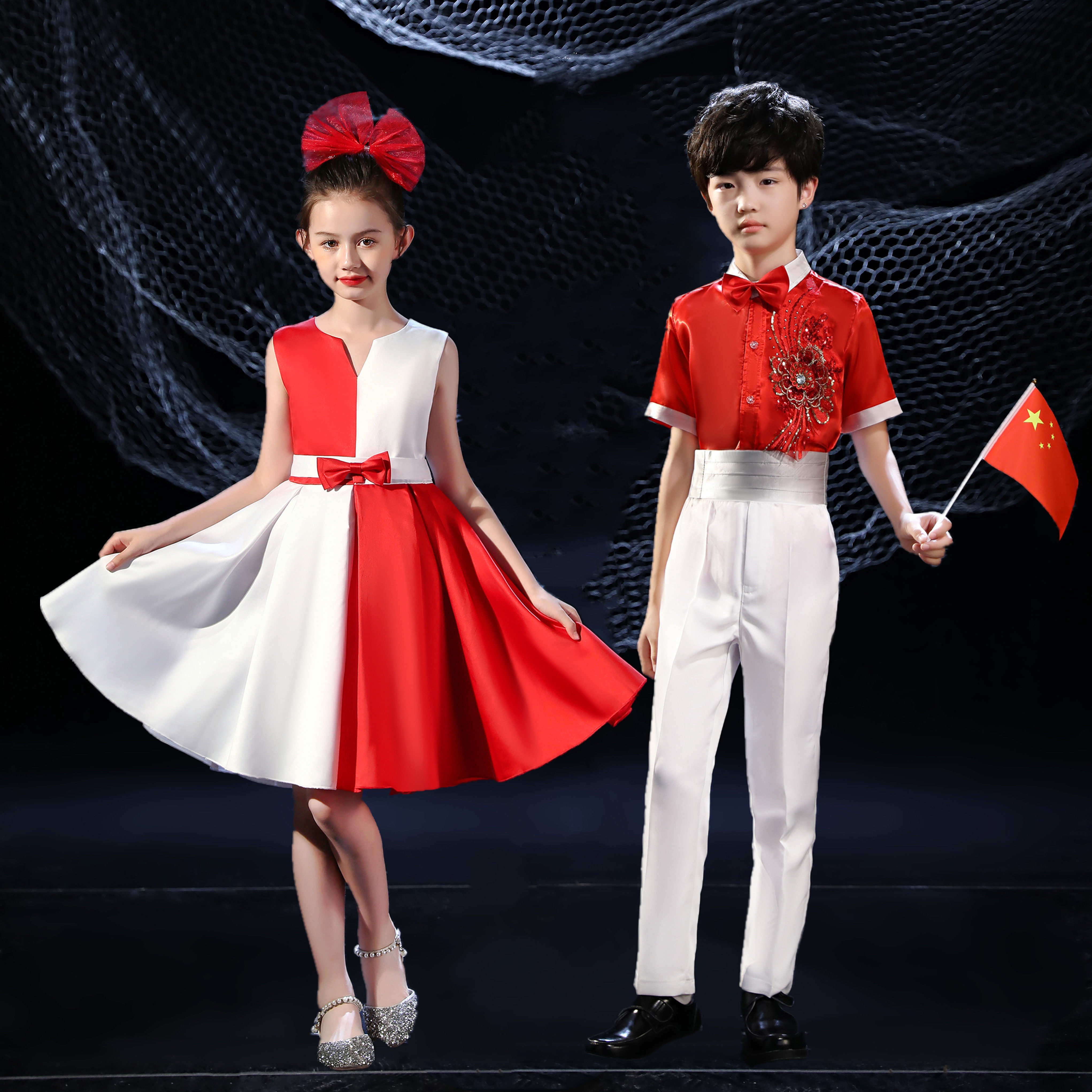 六一儿童合唱服演出服大合唱团男女童舞蹈礼服小学生朗诵表演服装